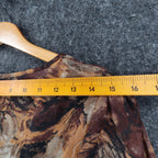AGB Blouse Womens Small Brown Tan Abstract Floral Ruffle Neck Balloon Sleeve NEW - take2supply