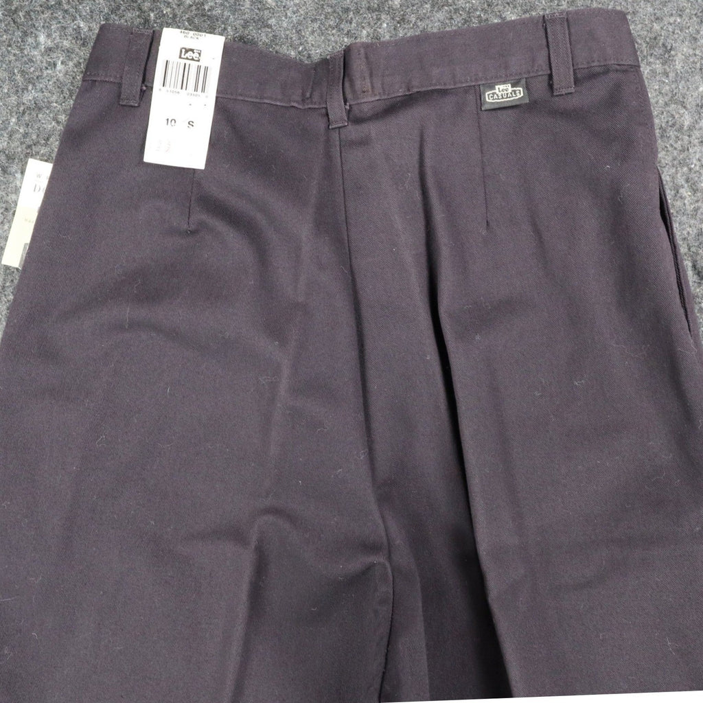 Lee Casuals Pleated Trousers Womens 10 Short Black Cotton Wrinkle Free NWT - take2supply