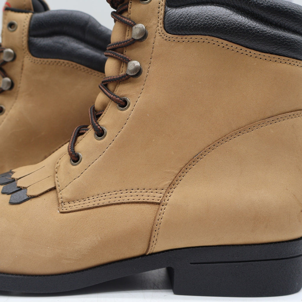 Laredo Western Kiltie Boots Womens 10 Tan Leather Lace Up Fringe 551 New In Box - take2supply