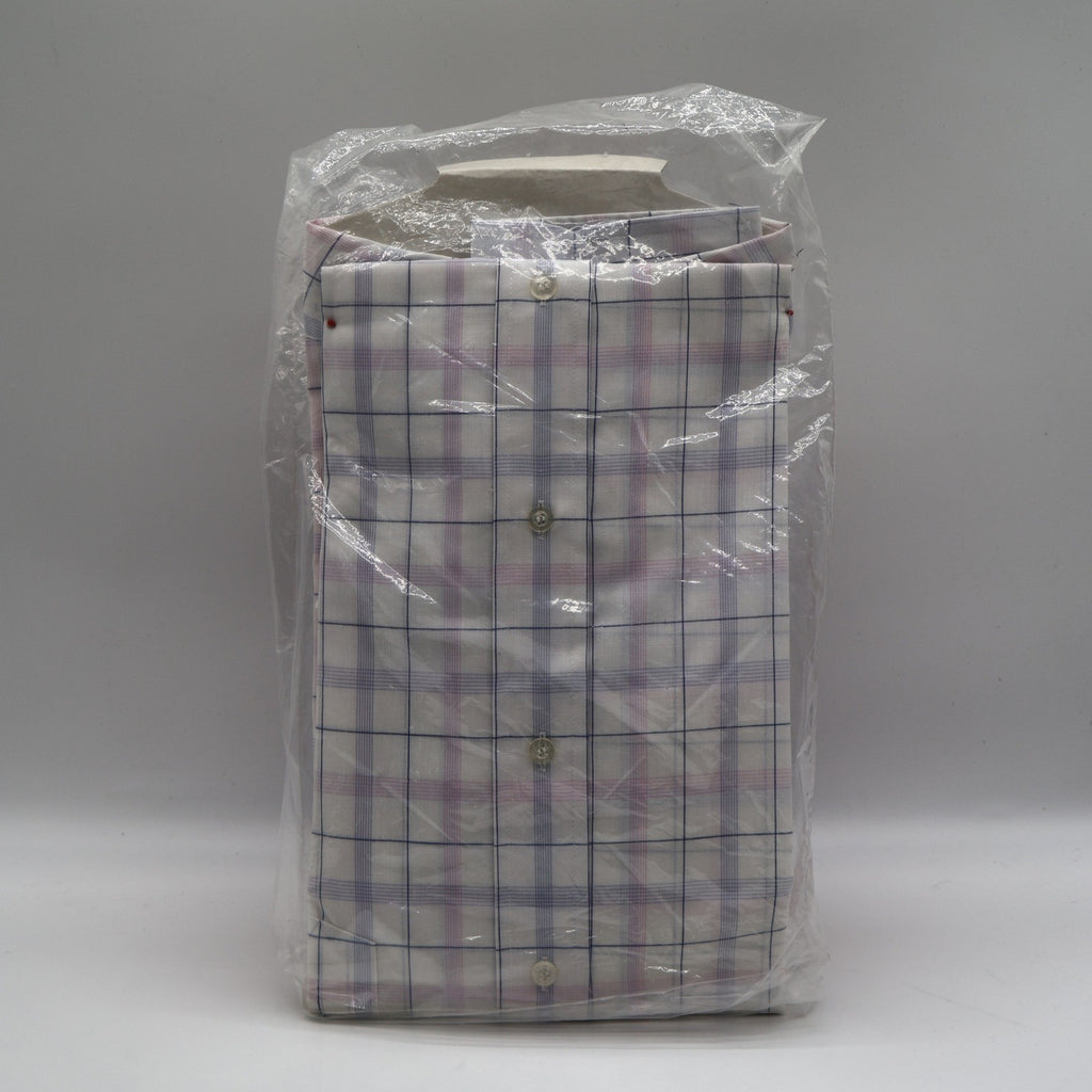 Mark VII Dress Shirt Mens 16 32/33 White Blue Pink Windowpane Plaid New Packaged - take2supply