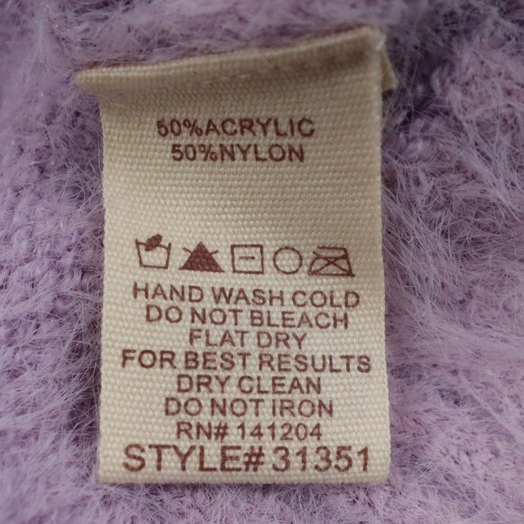 Hem & Thread Weekend Sweater Womens Large Lavender Fuzzy Eyelash Knit 31351 - take2supply
