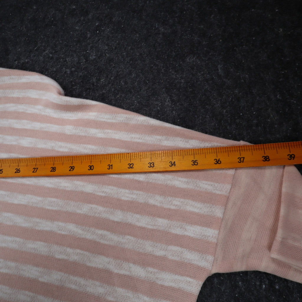 Hem & Thread Top Womens M/L Pink White Striped Oversized Knit Dolman Sleeve Tee - take2supply