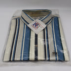Salmon River Traders Shirt Mens XL Vintage 90s Striped Short Sleeve Blue New - take2supply