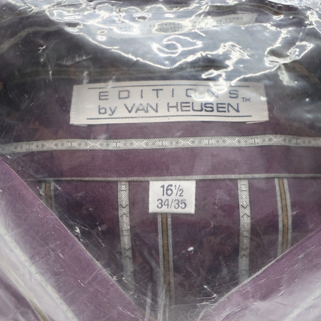 Van Heusen Dress Shirt Mens 16.5 34/35 Vintage Y2K Purple Striped Deadstock NIP - take2supply