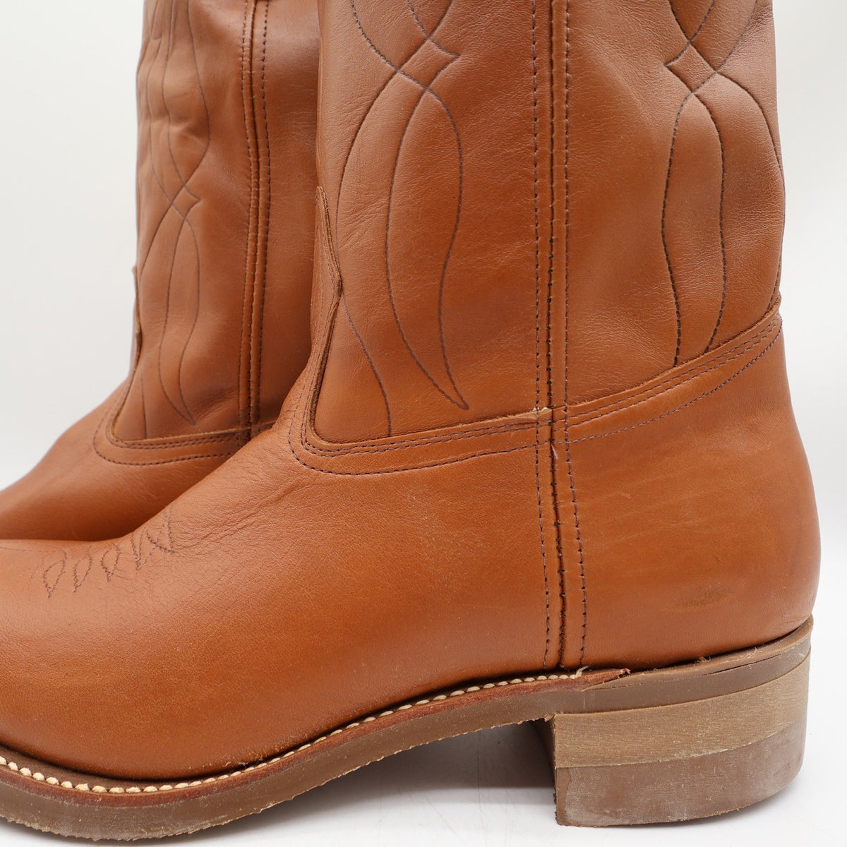 Walker Vintage Western Boots Mens 11 Brown Leather Deadstock NIB USA Made - take2supply