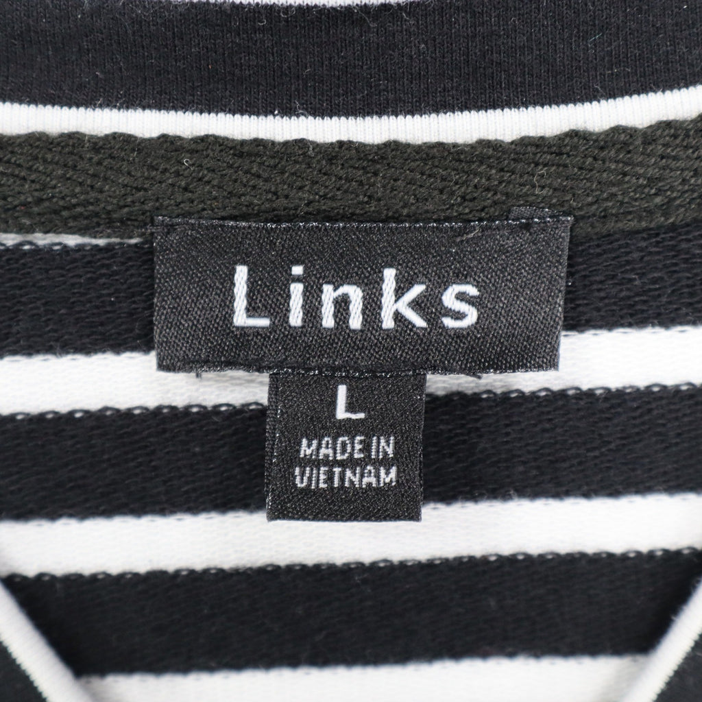 Links Womens L Black White Striped Full Zip Knit Jacket Stretch NWT - take2supply