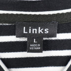Links Womens L Black White Striped Full Zip Knit Jacket Stretch NWT - take2supply