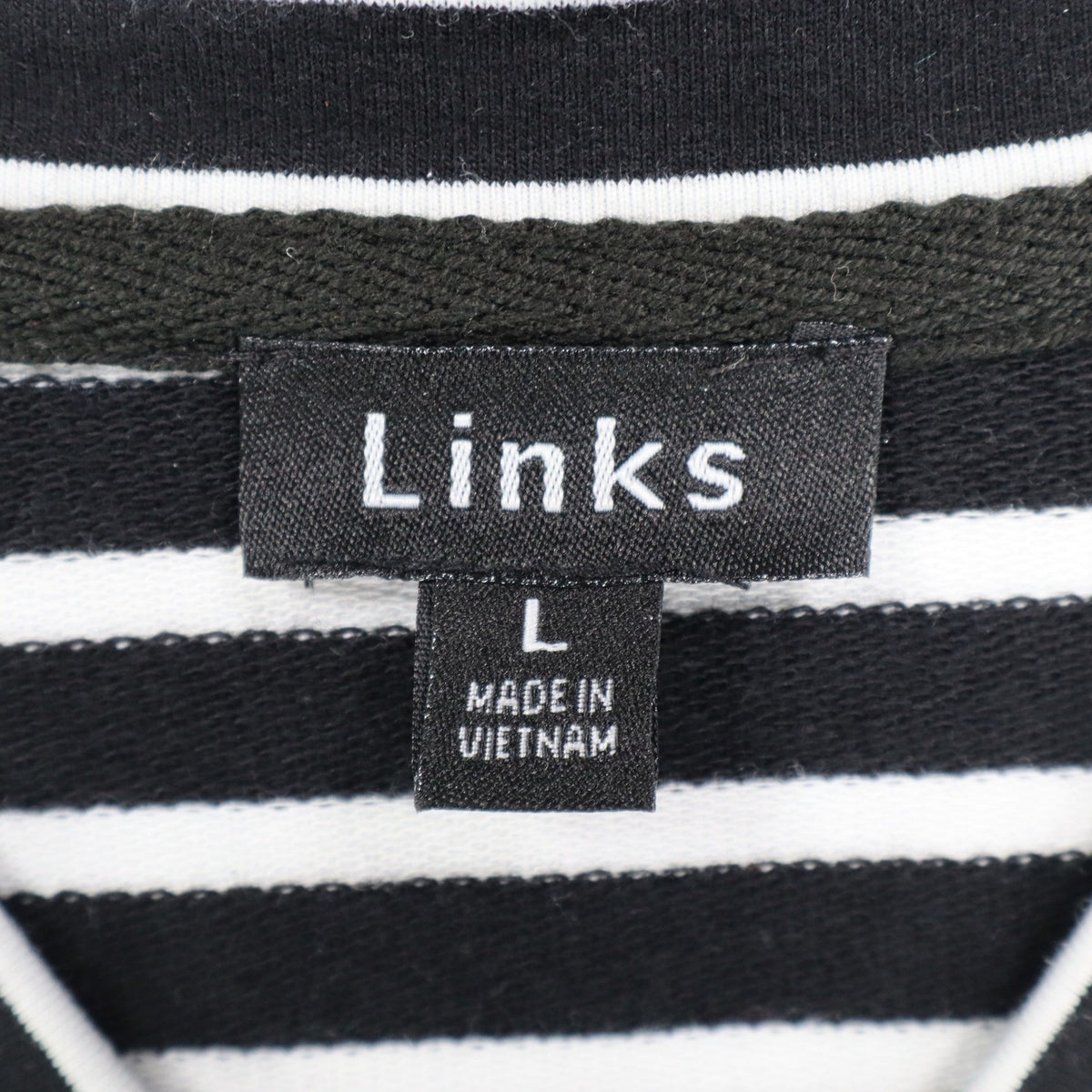 Links Womens L Black White Striped Full Zip Knit Jacket Stretch NWT - take2supply