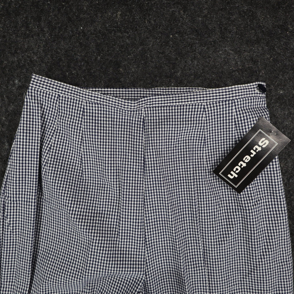 Southern Lady Gingham Pants Womens 8 Navy Blue White Check Stretch High Rise NEW - take2supply
