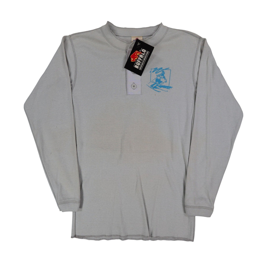 Buffalo Shirts Henley Men S Gray Long Sleeve Skier Graphic Thermal Made in USA - take2supply