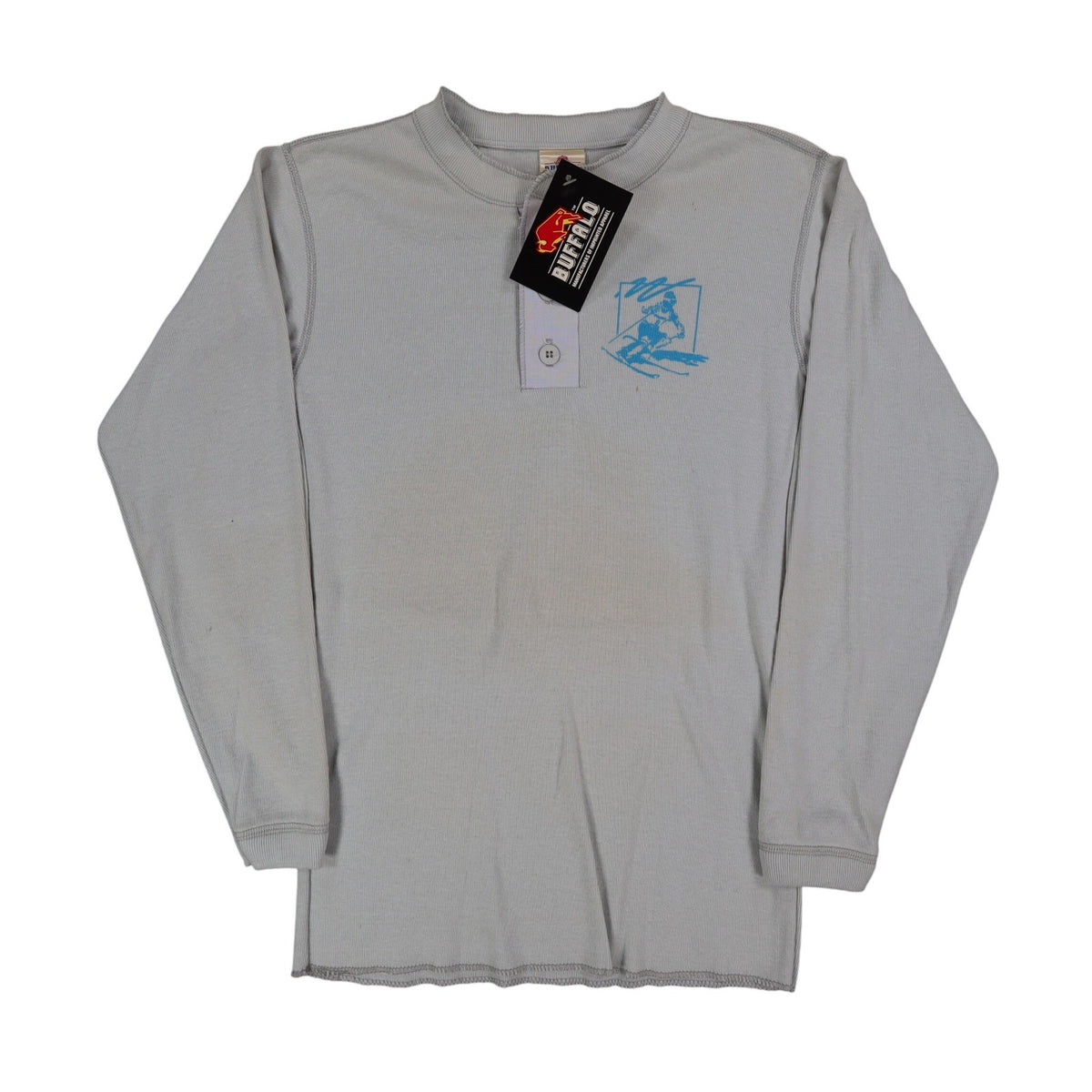 Buffalo Shirts Henley Men S Gray Long Sleeve Skier Graphic Thermal Made in USA - take2supply