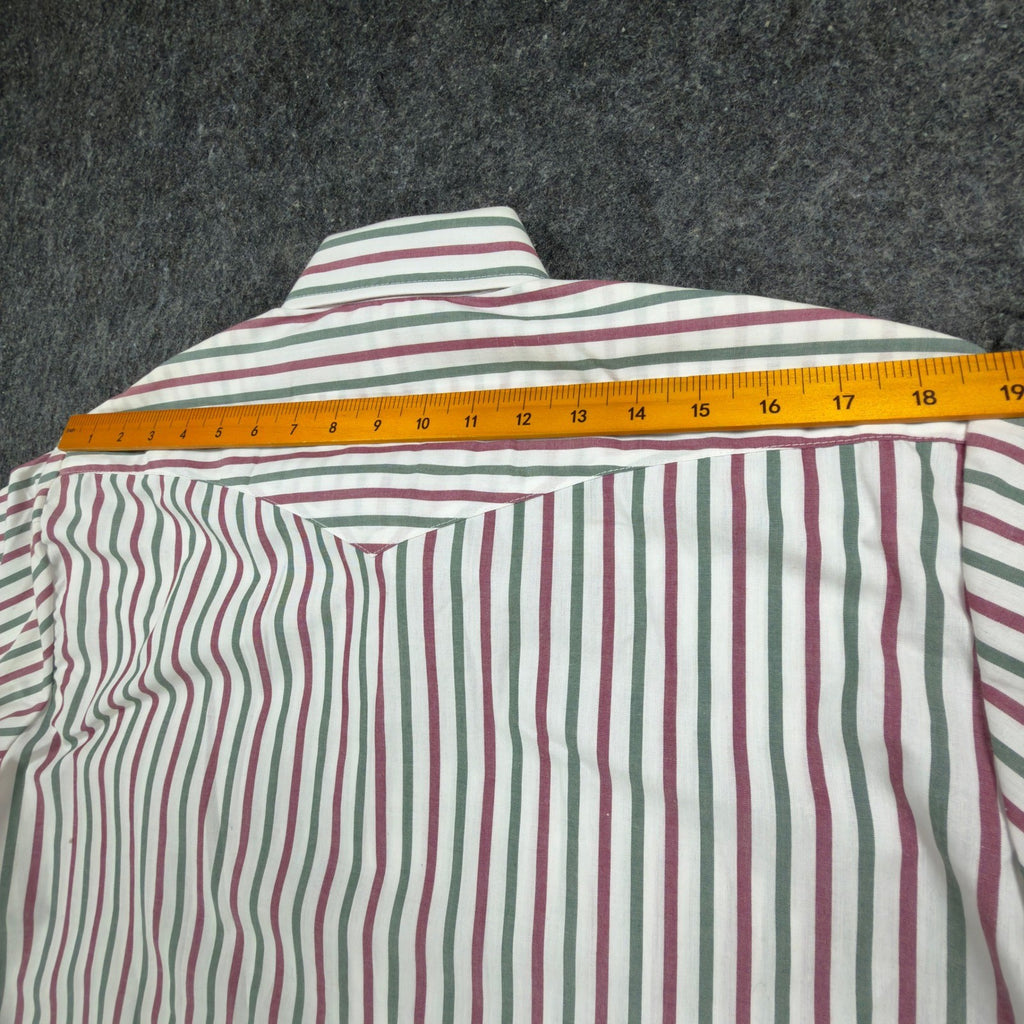 Caravan Vintage 90s Western Button Down Mens M Maroon Green Striped Shirt C430 - take2supply