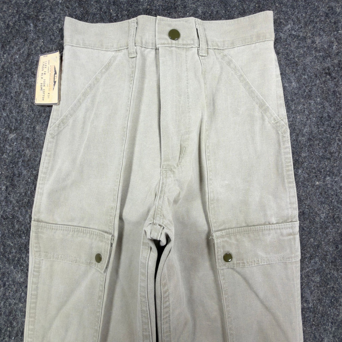 Dakota Vintage 70s Cargo Pants Boys 12 Olive Tan Cotton NWT USA Made Deadstock - take2supply