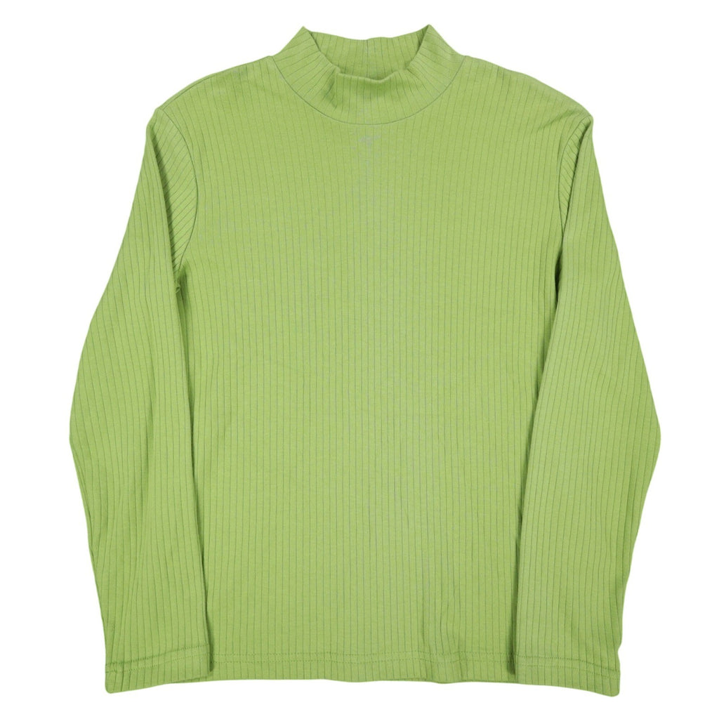 Nikki Mock Neck Top Small Y2K Granny Smith Green Ribbed Long Sleeve 44U5 NEW - take2supply