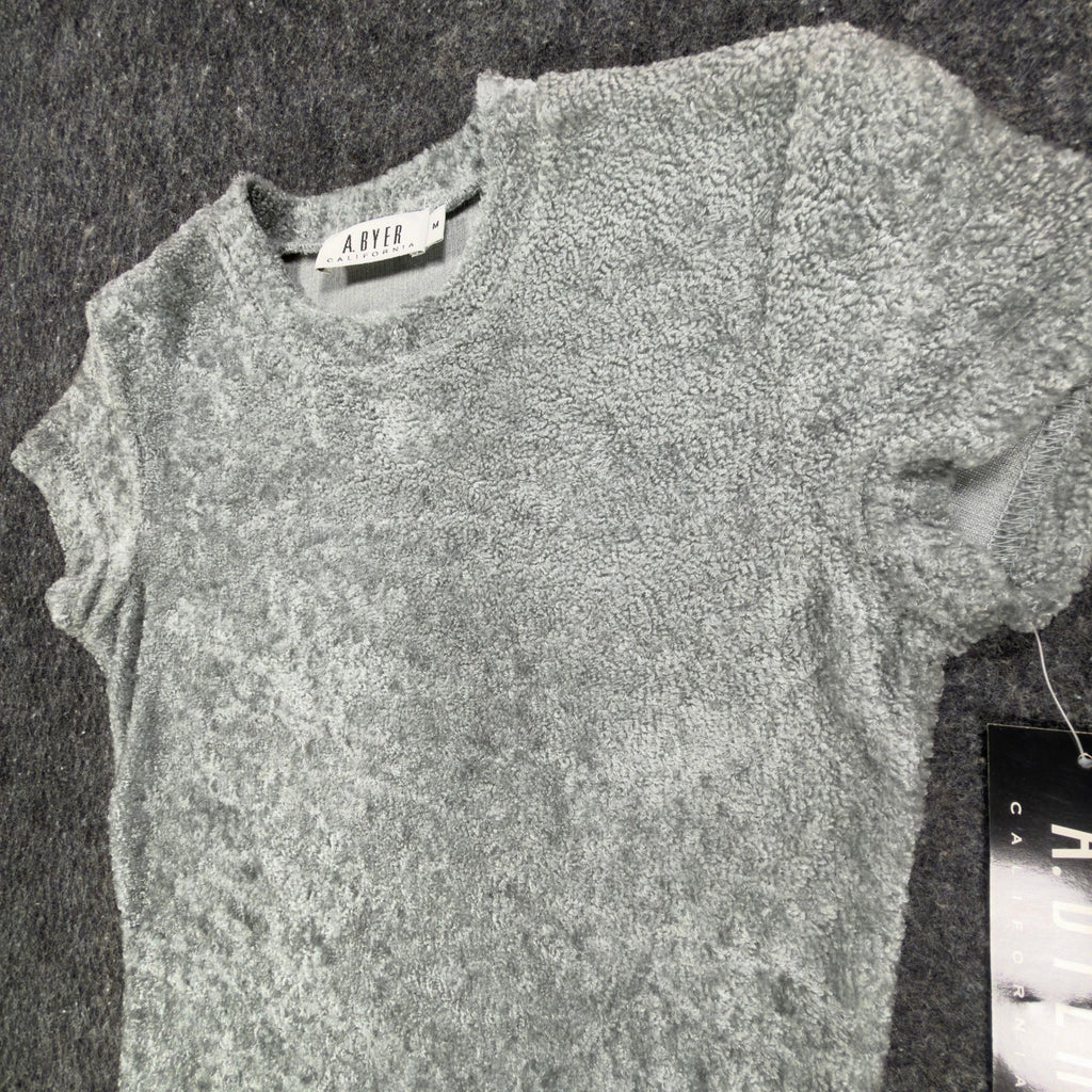 A. Byer Y2K Textured Tee Womens M Gray Polyester NWT - take2supply