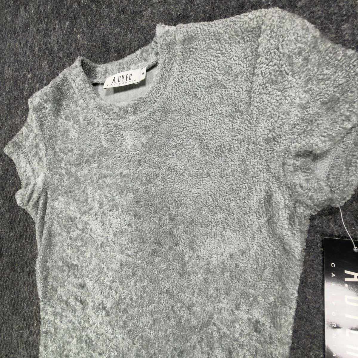 A. Byer Y2K Textured Tee Womens M Gray Polyester NWT - take2supply