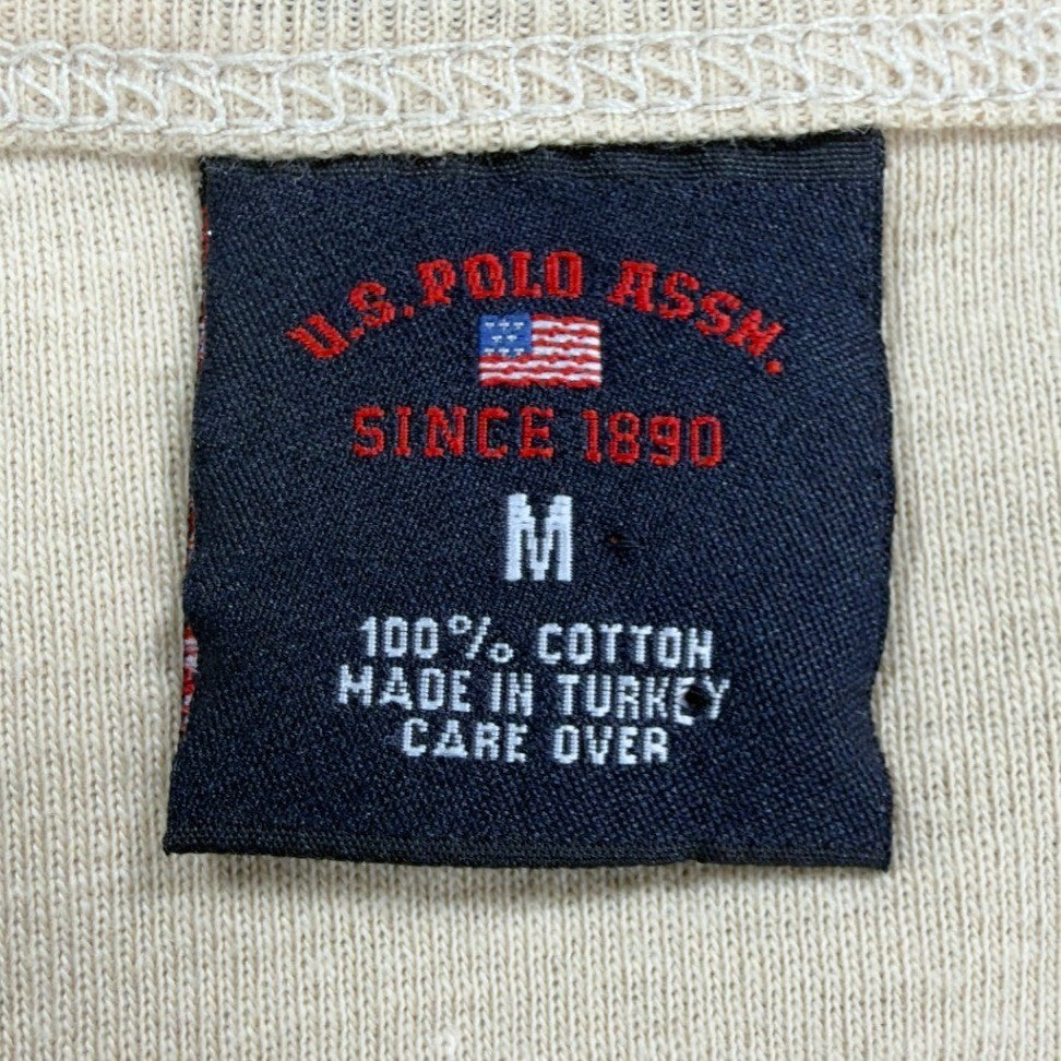 U.S. Polo Assn. Vintage Style Tee Women Medium Beige Cotton Logo Shirt New - take2supply
