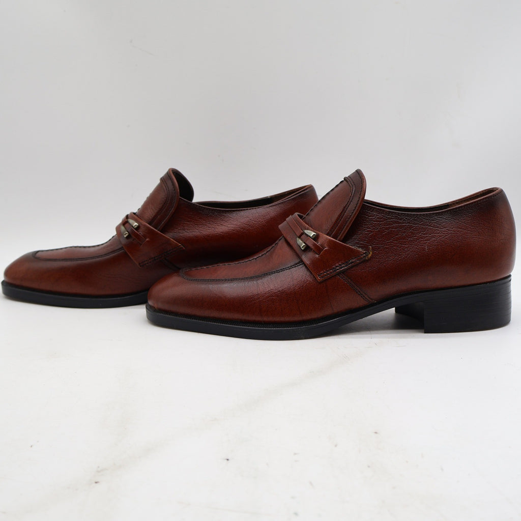 Fortune Loafers Mens 10 Vintage Brown Leather Moc Toe Bit Dress Shoes Deadstock - take2supply