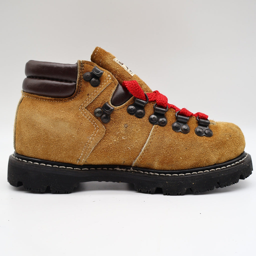 Lasco Mountain Climber Boots Size 4.5 Vintage Tan Suede Red Laces Deadstock - take2supply