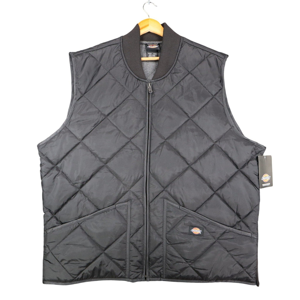 Dickies Insulated Nylon Vest Mens XL Black Diamond Quilt Water Repellent TE242BK - take2supply