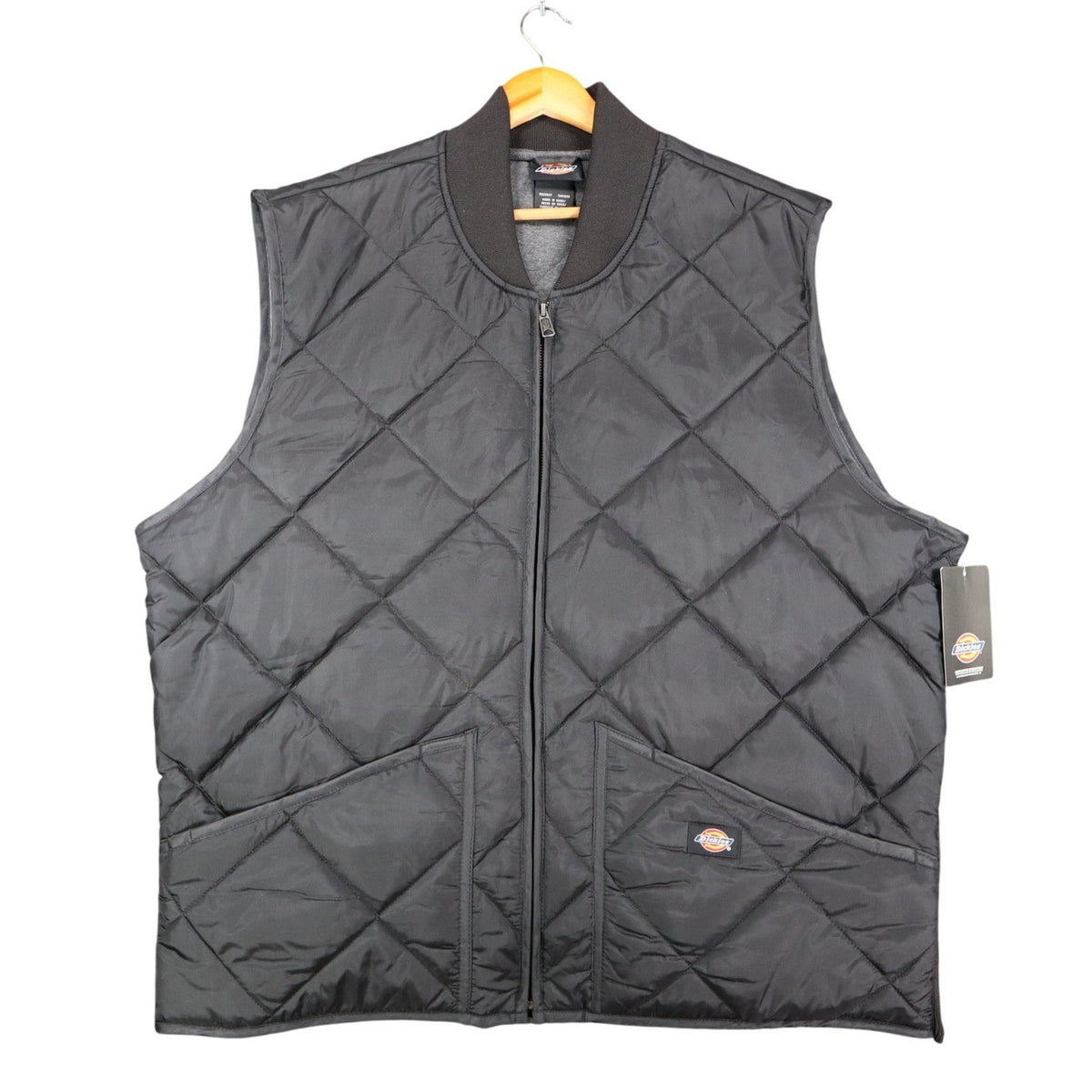 Dickies Insulated Nylon Vest Mens XL Black Diamond Quilt Water Repellent TE242BK - take2supply