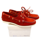 Vintage Boat Shoes 7.5 M Rust Red Suede Leather Moccasin Deck Shoes Deadstock - take2supply