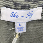 She + Sky Snake Print Mini Skirt Womens Large Olive Green Distressed New C714 - take2supply
