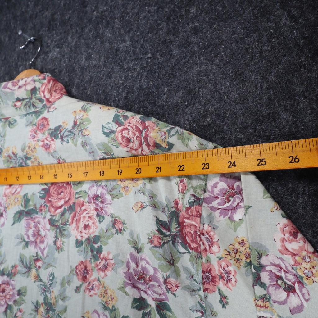 Laura Mae Floral Blouse Womens 20W Vintage 90s Cotton Sage Green Deadstock NWT - take2supply