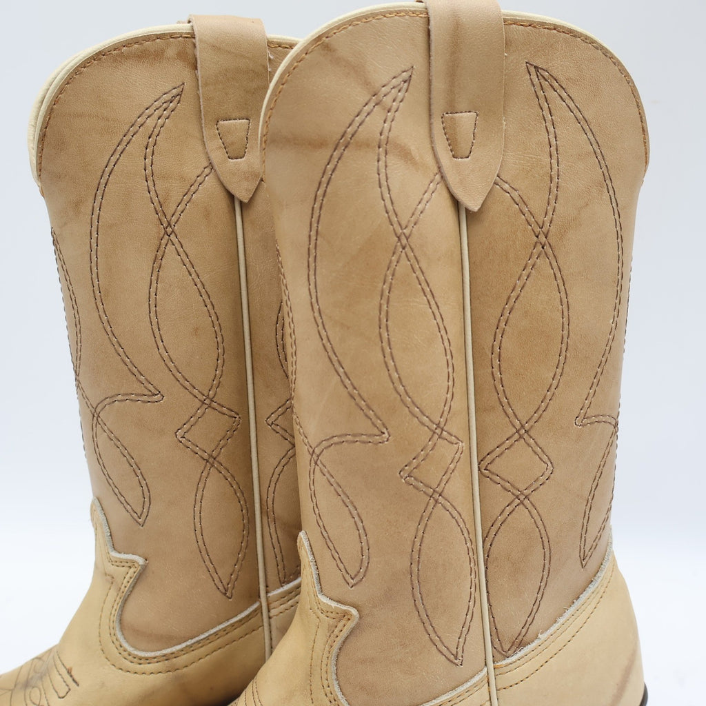 Laredo Western Boots Kids 4.5 D Vintage Natural Tan Leather Cowboy 28-01715 NAT - take2supply