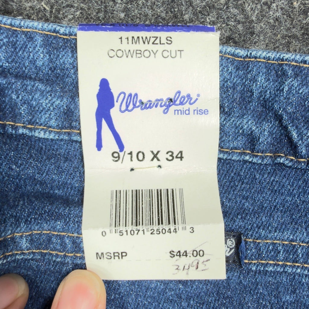 Wrangler Y2K Cowboy Cut Jeans Womens 9/10x34 Blue Denim Bootcut New C717 - take2supply