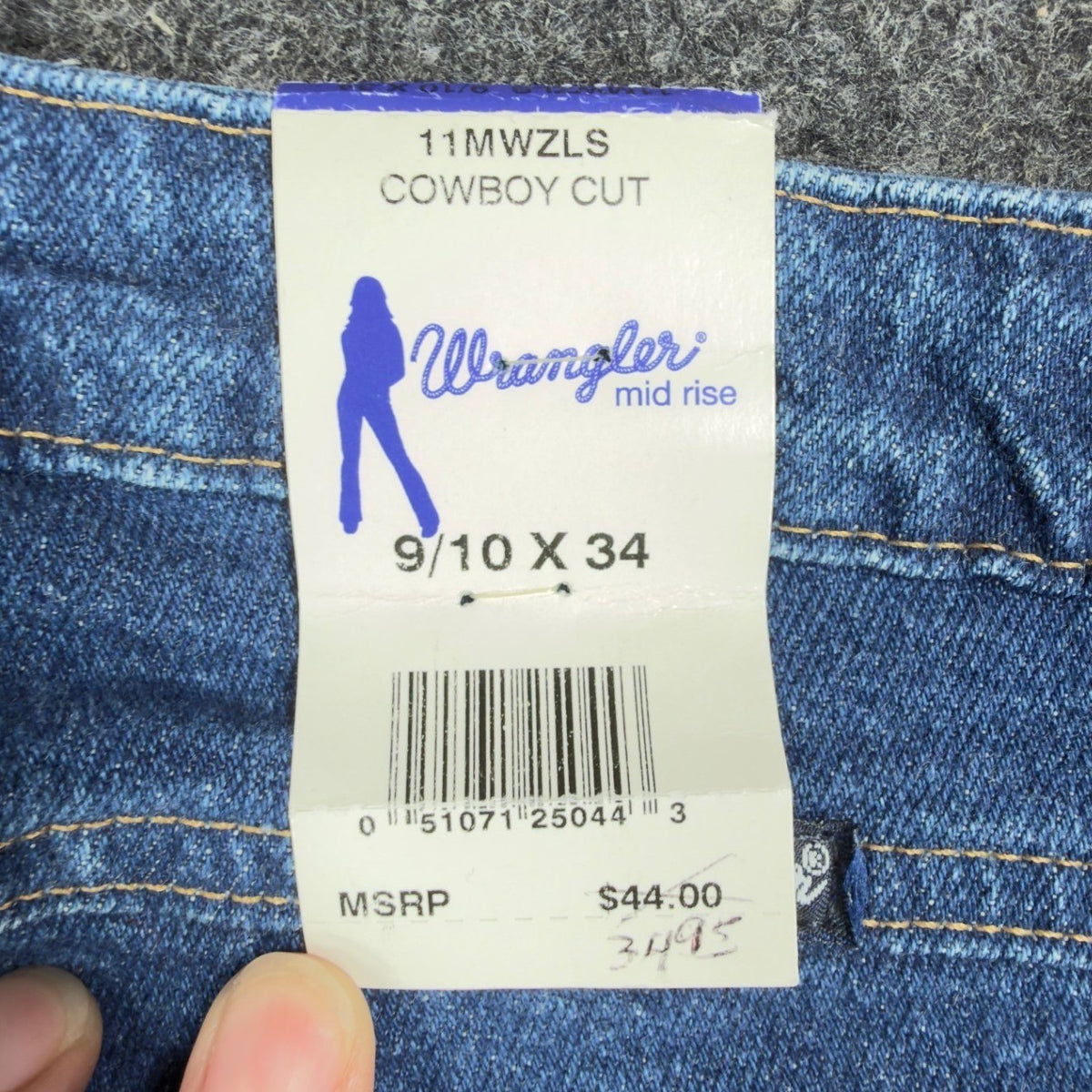 Wrangler Y2K Cowboy Cut Jeans Womens 9/10x34 Blue Denim Bootcut New C717 - take2supply