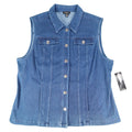 Links Denim Vest Womens XL Blue Stretch Button Front Sleeveless Jean Jacket NEW - take2supply