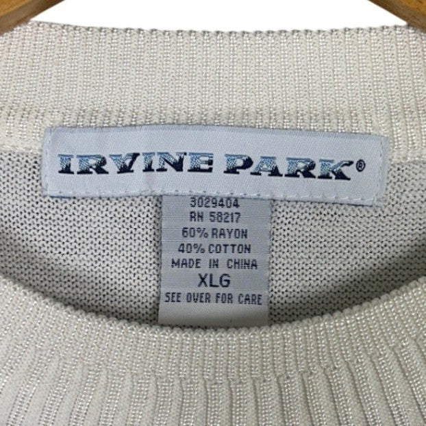 IRVINE PARK Mens XLG Cream Cable Knit Short Sleeve Sweater - take2supply