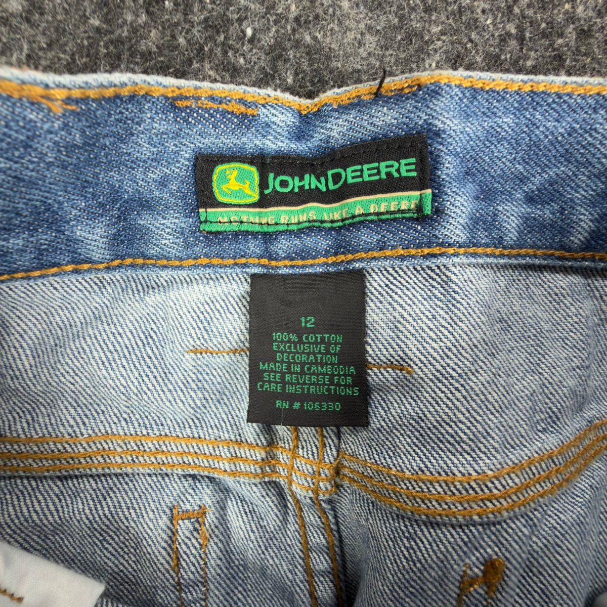 John Deere Y2K Carpenter Shorts Kids 12 Blue Denim NWT Stone Wash Workwear Denim - take2supply