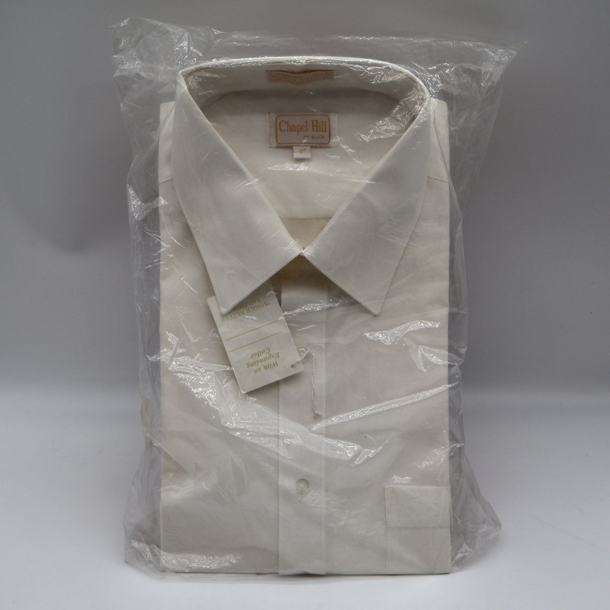 Chapel Hill Dress Shirt Mens 17 34/35 Vintage White Expanding Collar Deadstock - take2supply