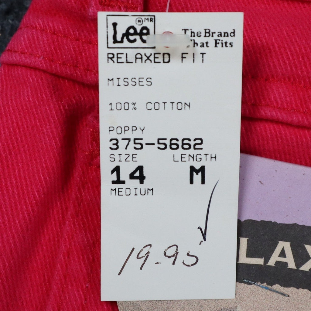Lee Relaxed Fit Shorts Womens 14 M Vintage 90s Poppy Red Cotton Made in USA NWT - take2supply