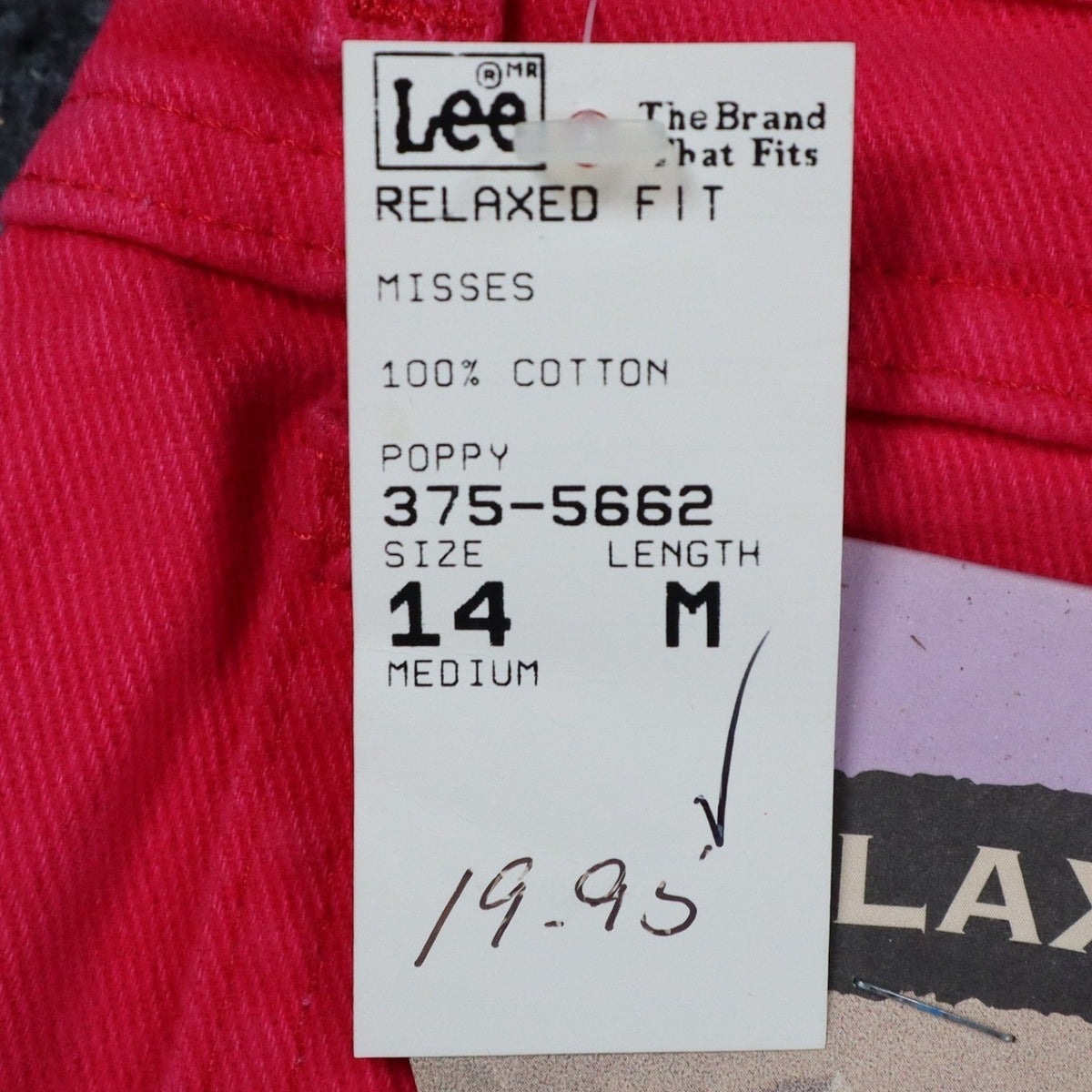 Lee Relaxed Fit Shorts Womens 14 M Vintage 90s Poppy Red Cotton Made in USA NWT - take2supply