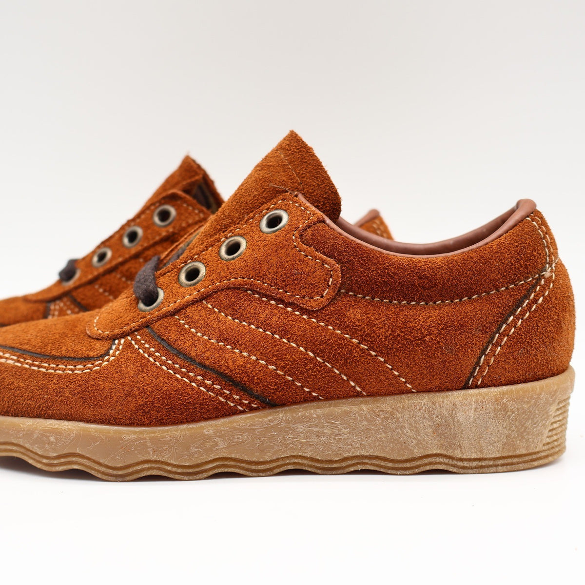 Walker Suede Oxford Shoes Mens 12.5D Vintage Deadstock Rust Brown Gum Sole 2646 - take2supply
