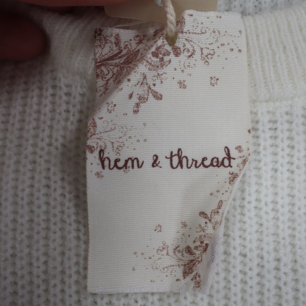 Hem & Thread Colorblock Striped Sweater Women Medium Pink Brown White Black Knit - take2supply