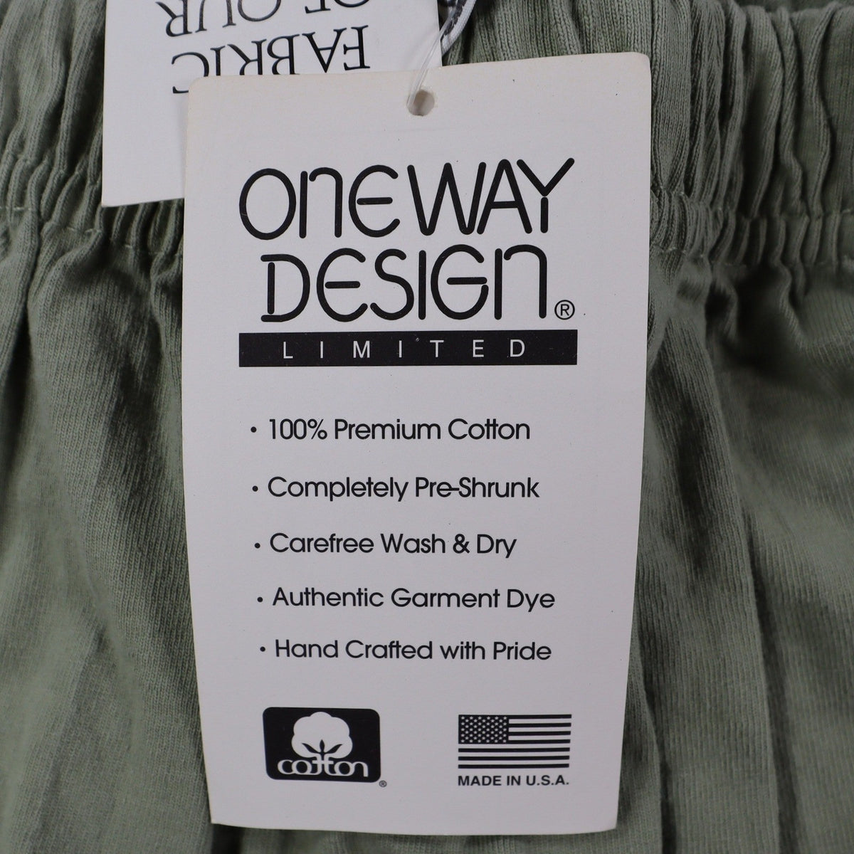 One Way Design Limited Shorts Womens Medium Vintage 90s Sage Green Cotton USA - take2supply