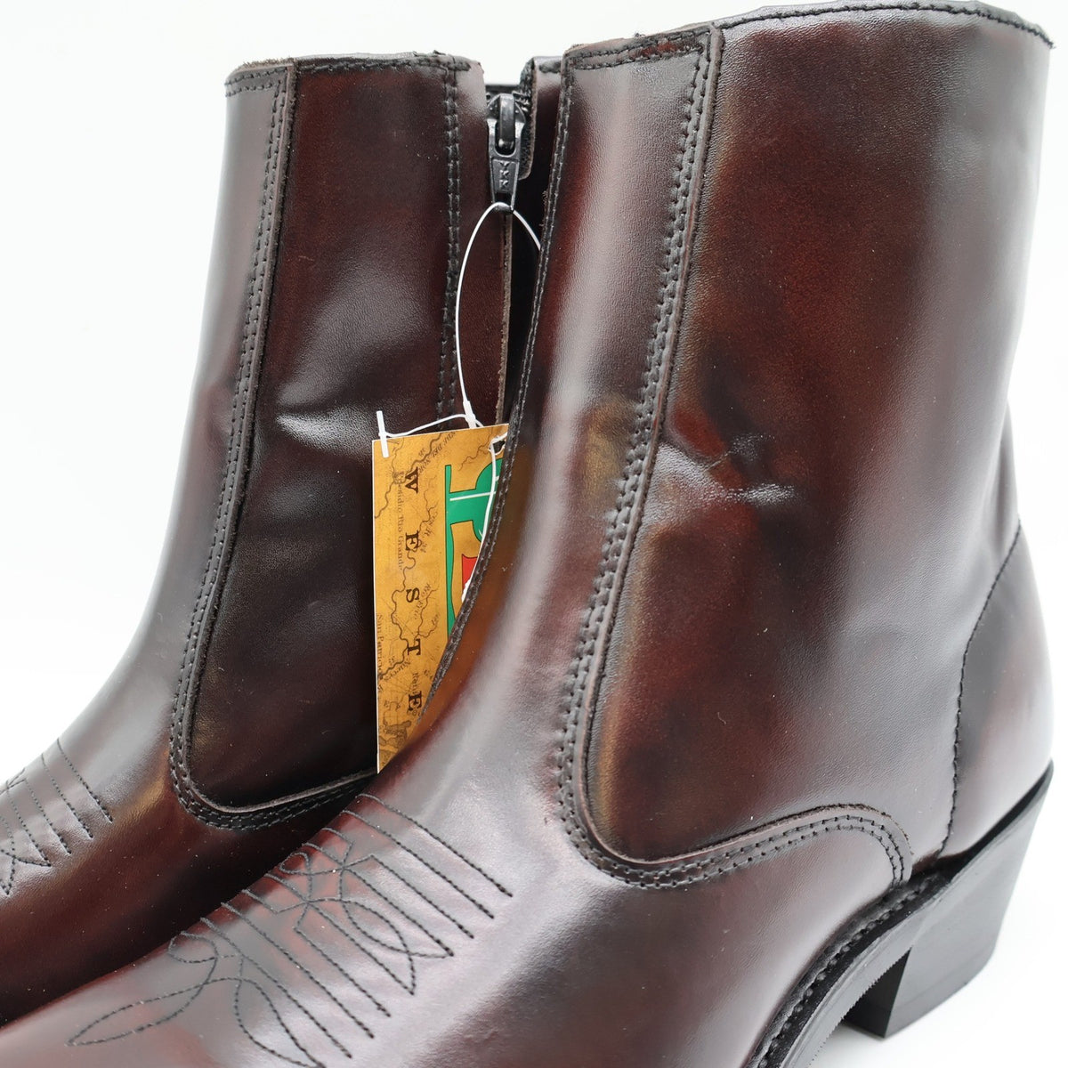Laredo Zip Trucker Boots Mens 9.5 D Burnt Apple Leather Western Cowboy 62008 - take2supply