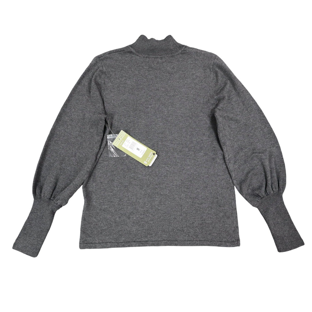 Erin London Women Medium Gray Mock Neck Puff Sleeve Rayon Sweater NWT 00125 - take2supply