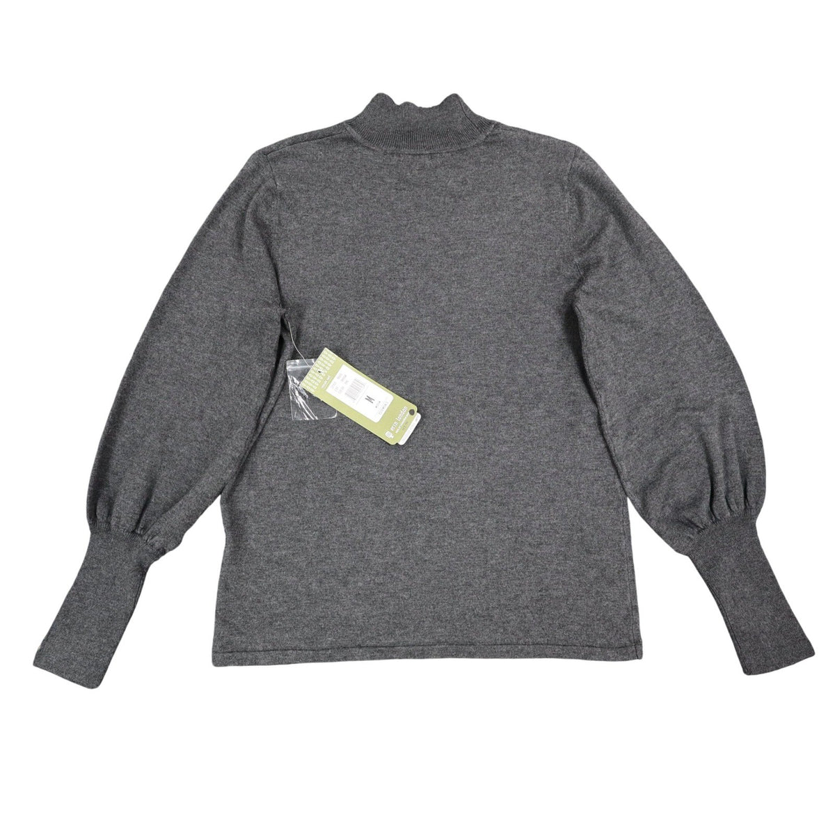 Erin London Women Medium Gray Mock Neck Puff Sleeve Rayon Sweater NWT 00125 - take2supply