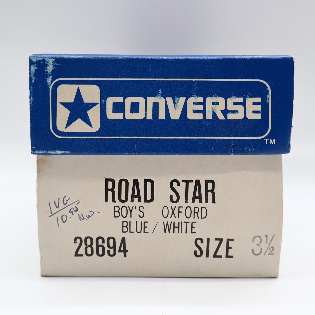 Converse Road Star Boys Size 3.5 Vintage 80s Blue White Nylon Suede Sneakers - take2supply