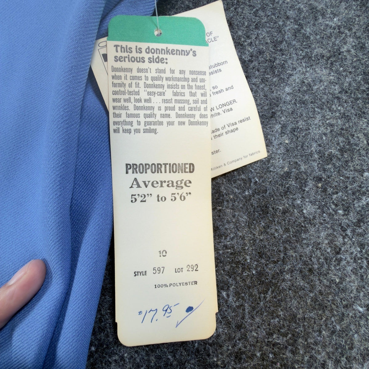 Donnkenny 80s Vintage Slacks Women 10 Blue Poly Visa Stretch High Waist NWT USA - take2supply