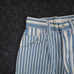 Lee Striped Denim Shorts Girls 8 Slim Vintage 90s USA Deadstock Blue White - take2supply