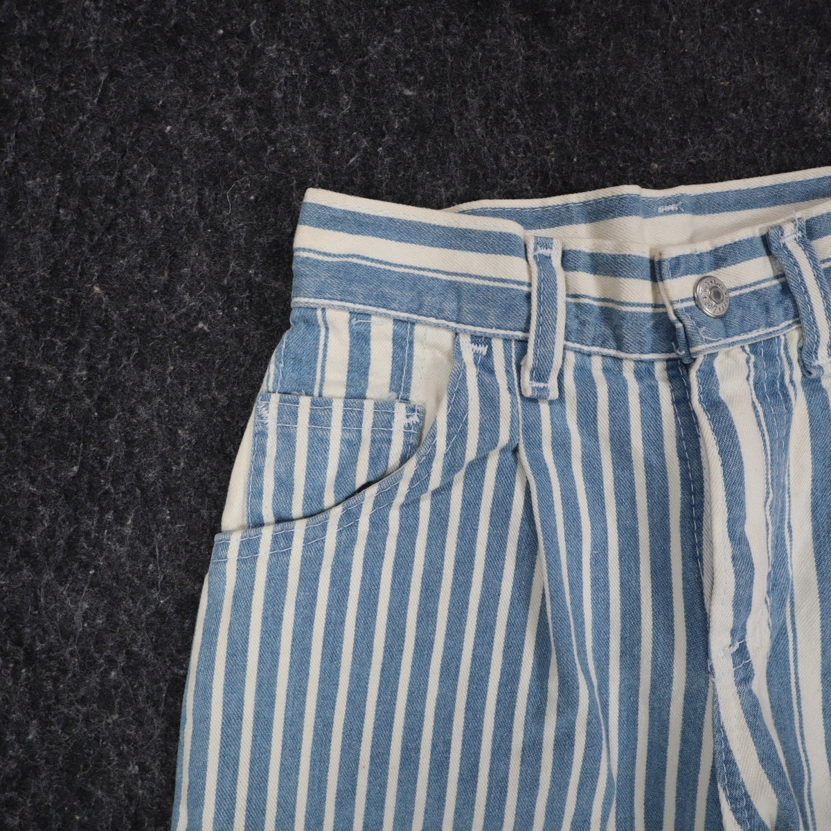 Lee Striped Denim Shorts Girls 8 Slim Vintage 90s USA Deadstock Blue White - take2supply