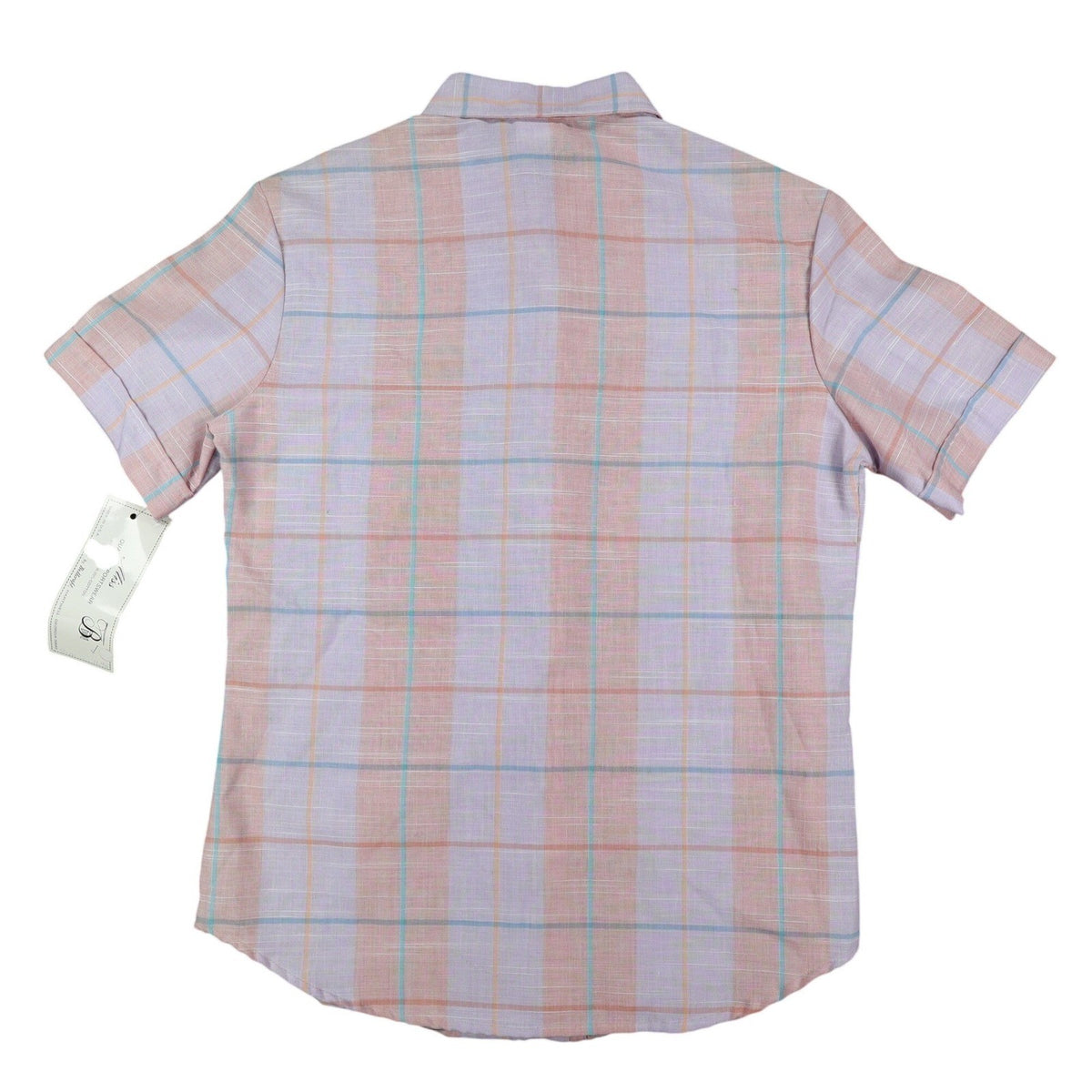 Jenny B Collection Plaid Shirt Womens 9/10 Vintage 80s Pink Pastel Short Sleeve - take2supply