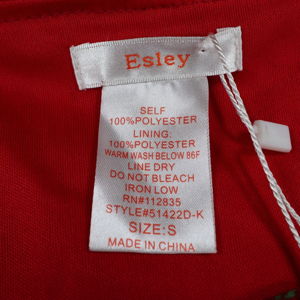 Esley Collection Dress Womens Small Red Geometric Chevron Handkerchief Hem NWT - take2supply