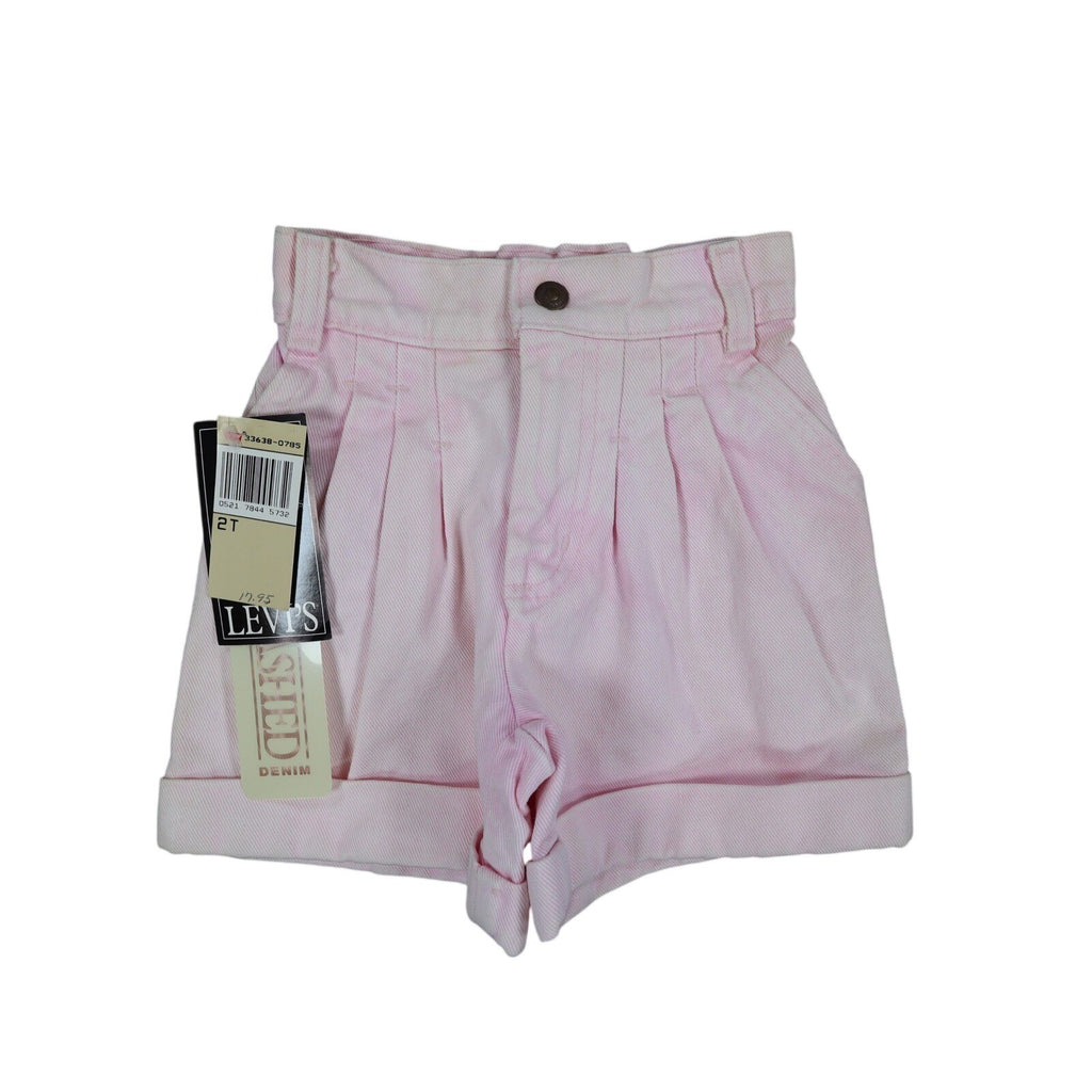 Levi's Denim Shorts Toddler 2T Vintage 90s Pink Cotton Pleated 900 Series USA - take2supply